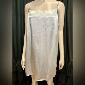 ARITZIA Babaton Silver  Acetate Satin Silky Pullover Mini Slip Dress L